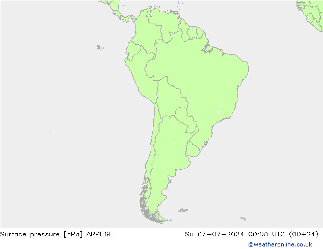 地面气压 ARPEGE 星期日 07.07.2024 00 UTC
