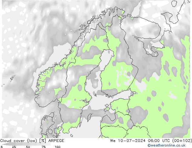云 (低) ARPEGE 星期三 10.07.2024 06 UTC