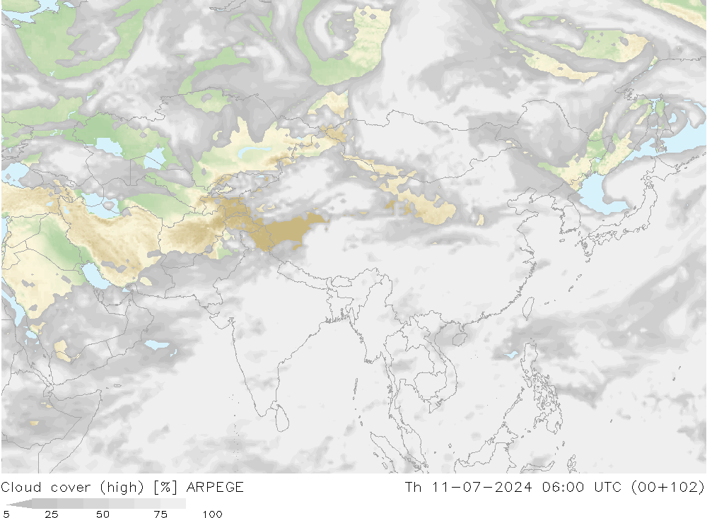 Bewolking (Hoog) ARPEGE do 11.07.2024 06 UTC