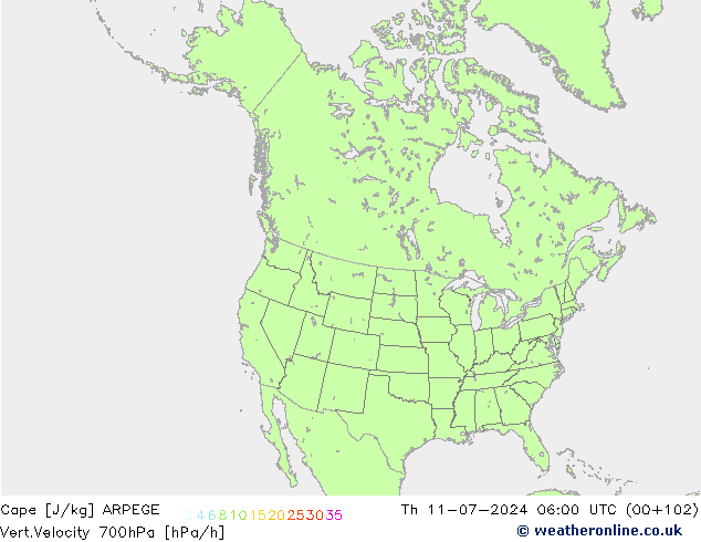 Cape ARPEGE do 11.07.2024 06 UTC