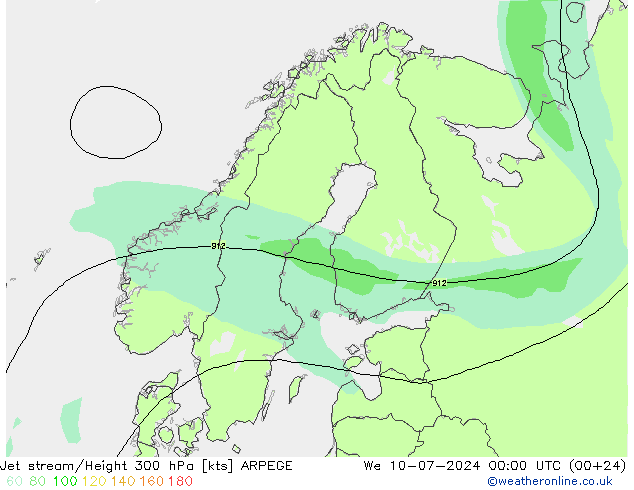 Straalstroom ARPEGE wo 10.07.2024 00 UTC
