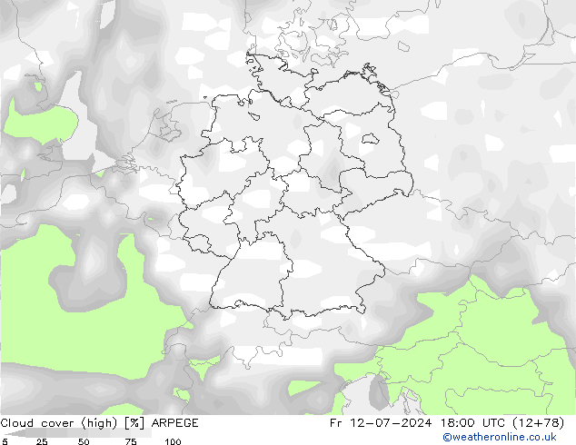 Bewolking (Hoog) ARPEGE vr 12.07.2024 18 UTC