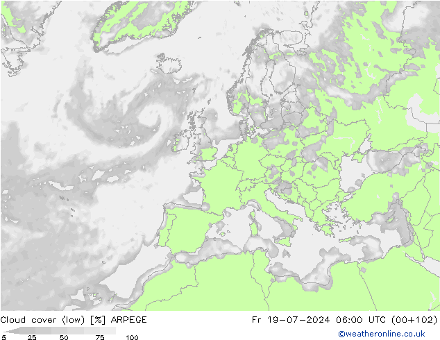 云 (低) ARPEGE 星期五 19.07.2024 06 UTC