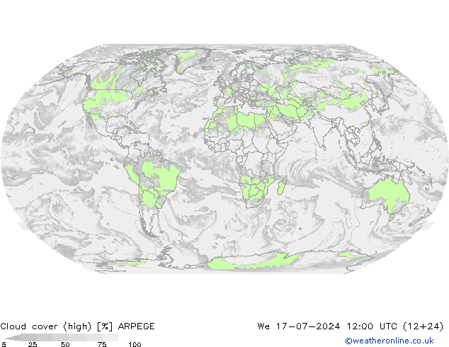 云 (中) ARPEGE 星期三 17.07.2024 12 UTC