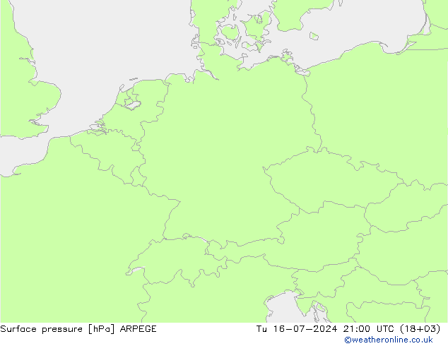 地面气压 ARPEGE 星期二 16.07.2024 21 UTC