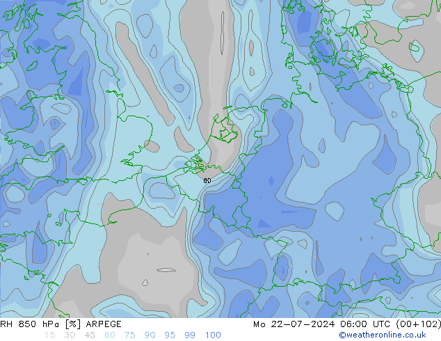 RV 850 hPa ARPEGE ma 22.07.2024 06 UTC