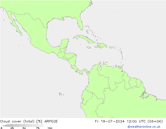 Bewolking (Totaal) ARPEGE vr 19.07.2024 12 UTC