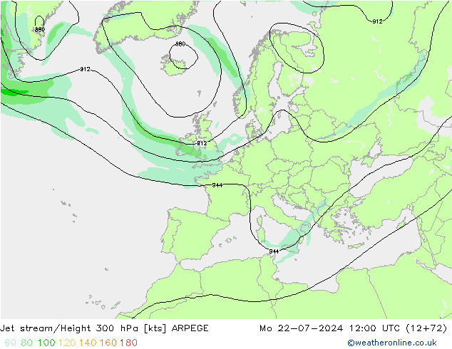 Straalstroom ARPEGE ma 22.07.2024 12 UTC