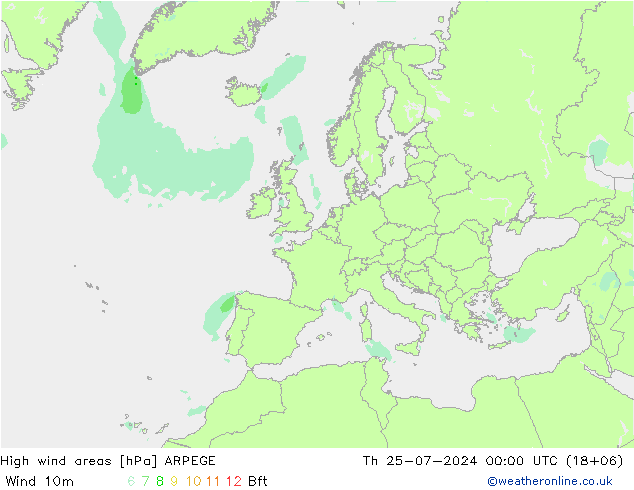 Windvelden ARPEGE do 25.07.2024 00 UTC