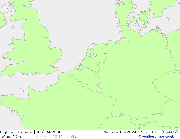 Windvelden ARPEGE wo 31.07.2024 12 UTC