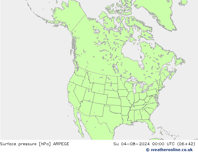 Luchtdruk (Grond) ARPEGE zo 04.08.2024 00 UTC