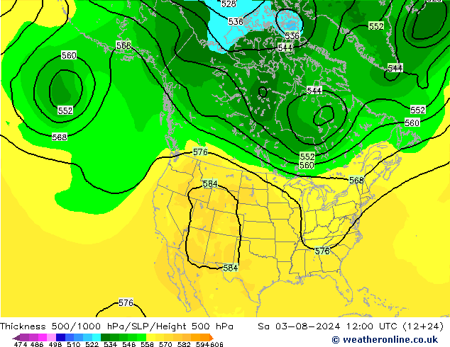 Dikte 500-1000hPa ARPEGE za 03.08.2024 12 UTC