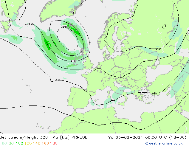 Straalstroom ARPEGE za 03.08.2024 00 UTC