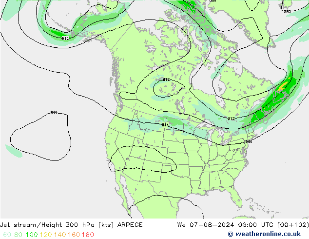 高速氣流 ARPEGE 星期三 07.08.2024 06 UTC