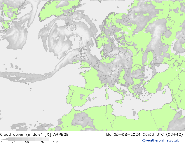 Bewolking (Middelb.) ARPEGE ma 05.08.2024 00 UTC