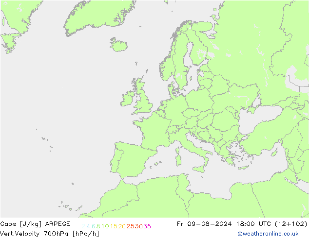 Cape ARPEGE vr 09.08.2024 18 UTC