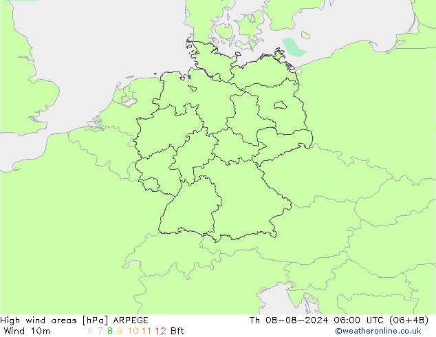 Windvelden ARPEGE do 08.08.2024 06 UTC