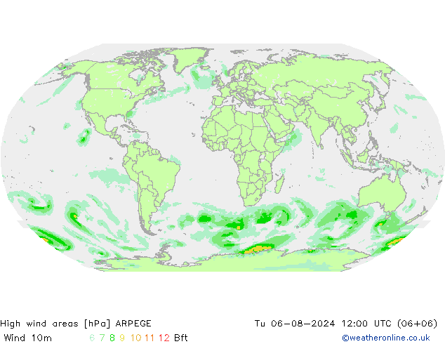 Windvelden ARPEGE di 06.08.2024 12 UTC