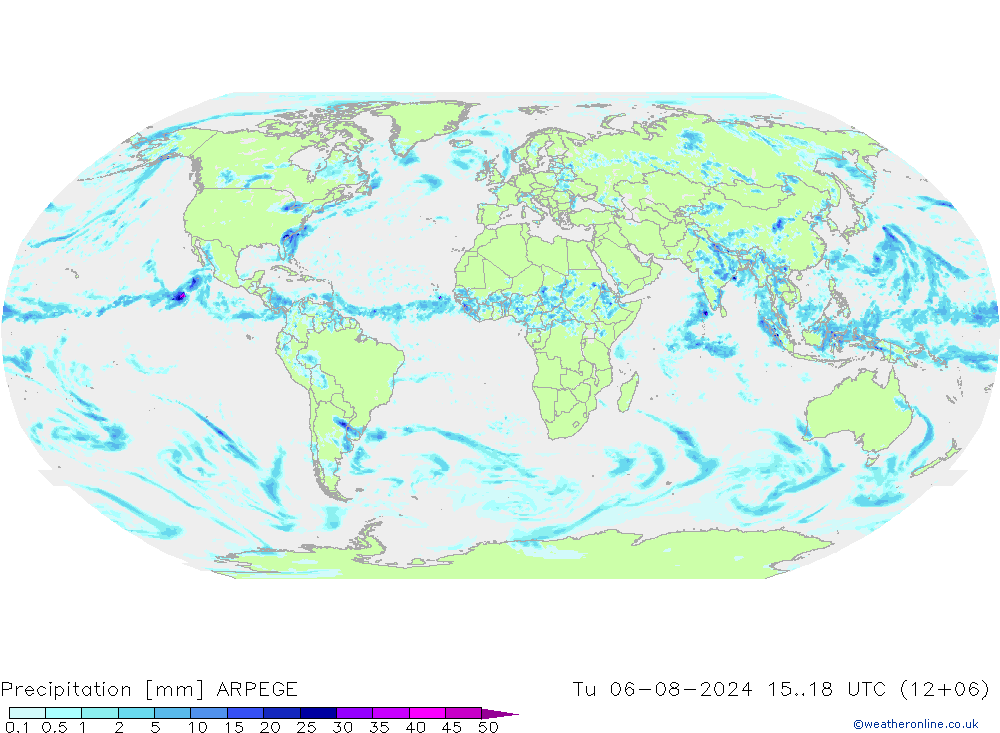 降水 ARPEGE 星期二 06.08.2024 18 UTC