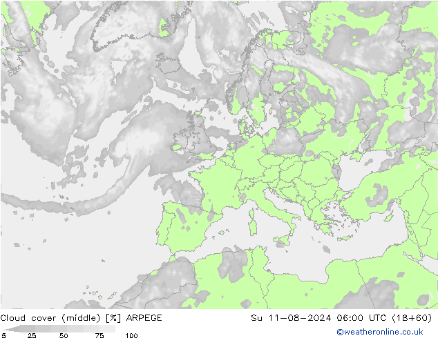 云 (中) ARPEGE 星期日 11.08.2024 06 UTC