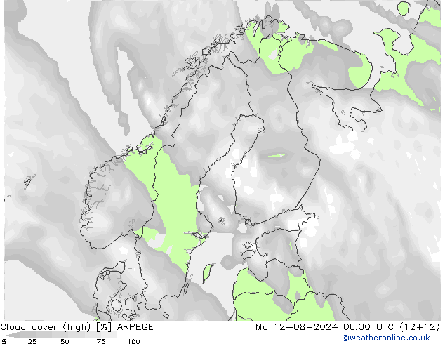 Bewolking (Hoog) ARPEGE ma 12.08.2024 00 UTC