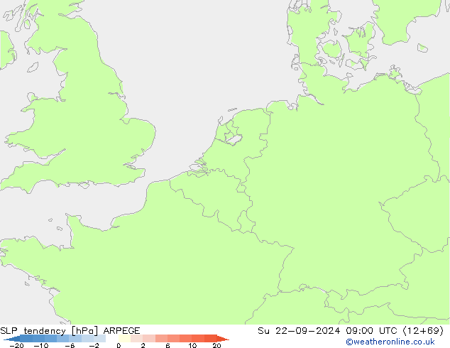 тенденция давления ARPEGE Вс 22.09.2024 09 UTC