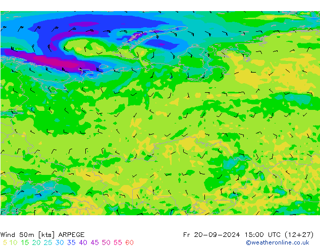 Wind 50m ARPEGE Fr 20.09.2024 15 UTC