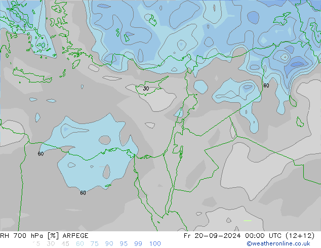 RH 700 hPa ARPEGE Fr 20.09.2024 00 UTC