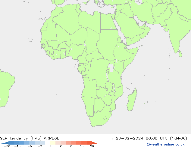 Druktendens (+/-) ARPEGE vr 20.09.2024 00 UTC