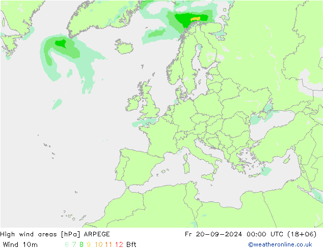 Izotacha ARPEGE pt. 20.09.2024 00 UTC