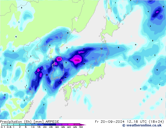 Nied. akkumuliert (6Std) ARPEGE Fr 20.09.2024 18 UTC