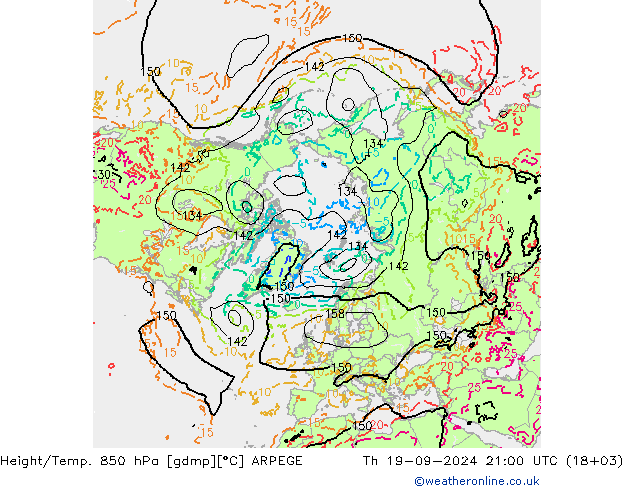 Height/Temp. 850 гПа ARPEGE чт 19.09.2024 21 UTC