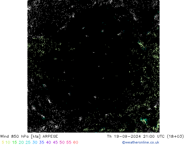 ветер 850 гПа ARPEGE чт 19.09.2024 21 UTC