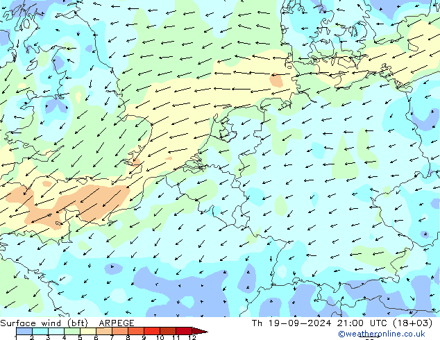  10 m (bft) ARPEGE  19.09.2024 21 UTC