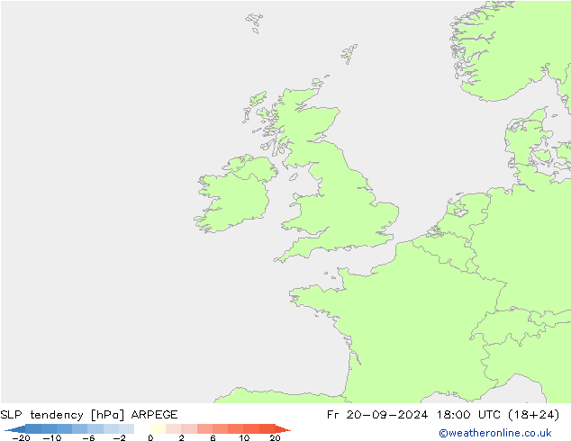 SLP tendency ARPEGE Fr 20.09.2024 18 UTC