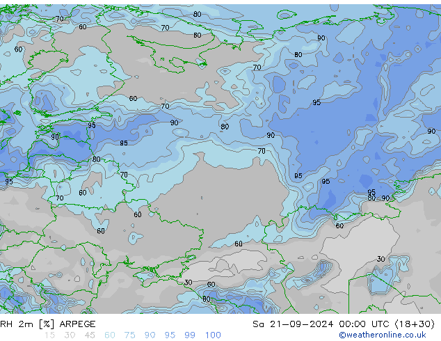 RH 2m ARPEGE  21.09.2024 00 UTC