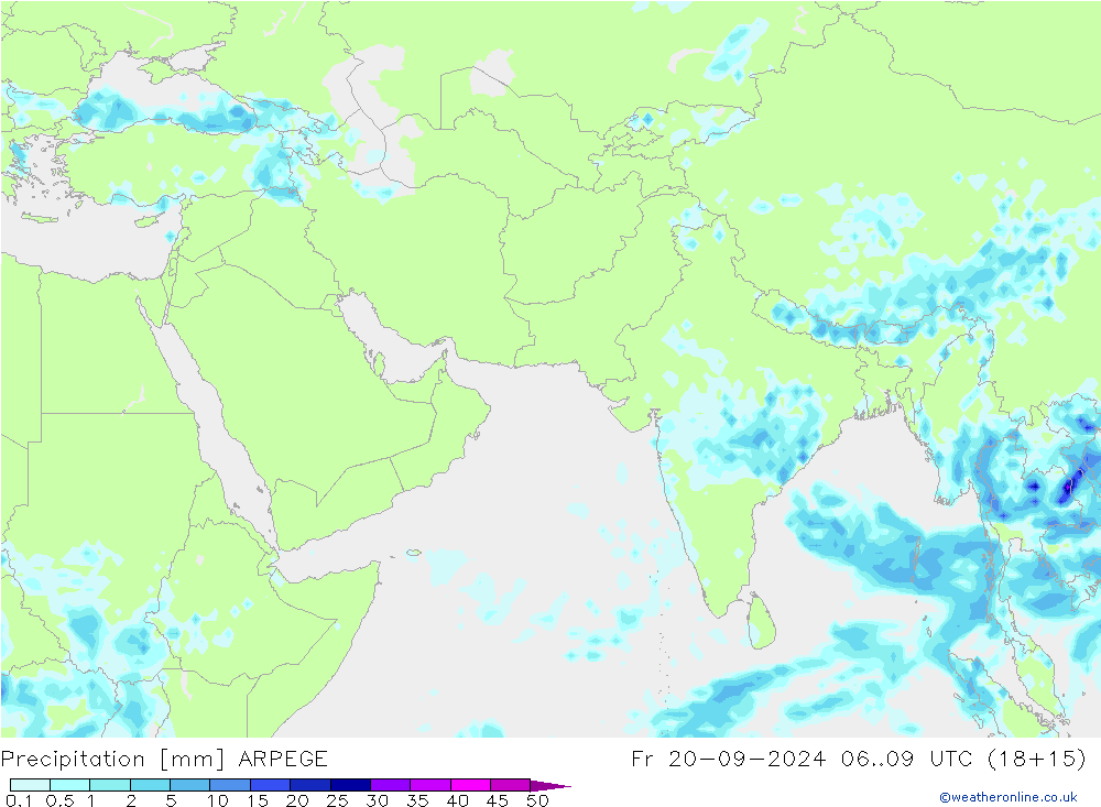 Precipitation ARPEGE Fr 20.09.2024 09 UTC