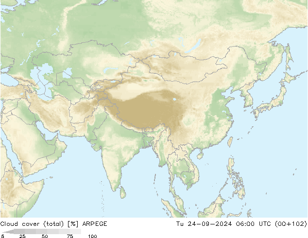 Wolken (gesamt) ARPEGE Di 24.09.2024 06 UTC