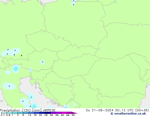 Precipitação (12h) ARPEGE Sáb 21.09.2024 12 UTC