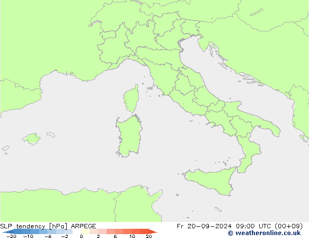 SLP tendency ARPEGE Fr 20.09.2024 09 UTC