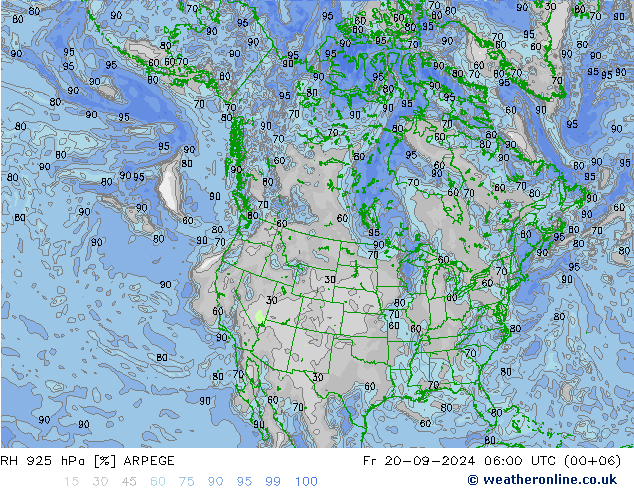 RH 925 hPa ARPEGE  20.09.2024 06 UTC