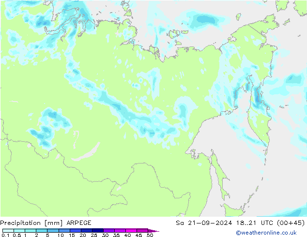 Precipitation ARPEGE Sa 21.09.2024 21 UTC