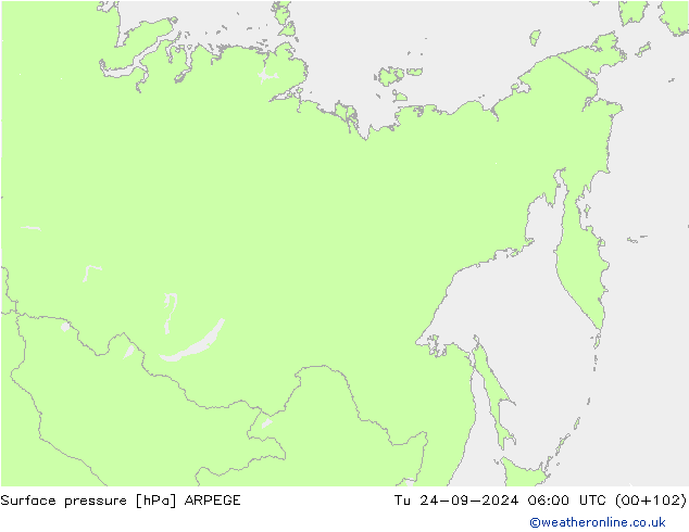 Surface pressure ARPEGE Tu 24.09.2024 06 UTC