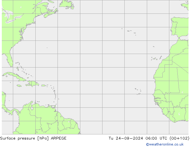 Surface pressure ARPEGE Tu 24.09.2024 06 UTC