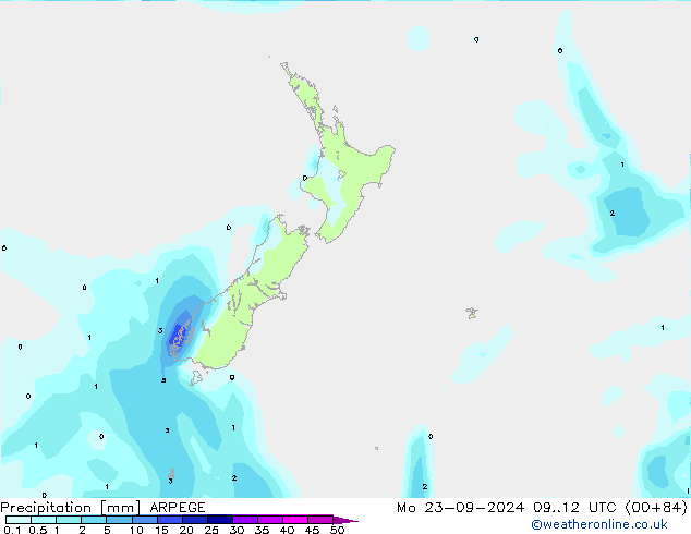 Precipitation ARPEGE Mo 23.09.2024 12 UTC