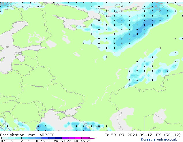 Neerslag ARPEGE vr 20.09.2024 12 UTC