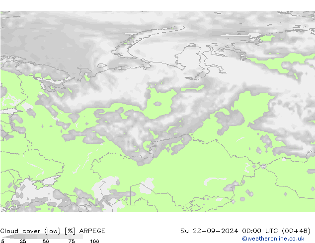 Bulutlar (düşük) ARPEGE Paz 22.09.2024 00 UTC