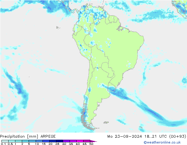 Precipitación ARPEGE lun 23.09.2024 21 UTC