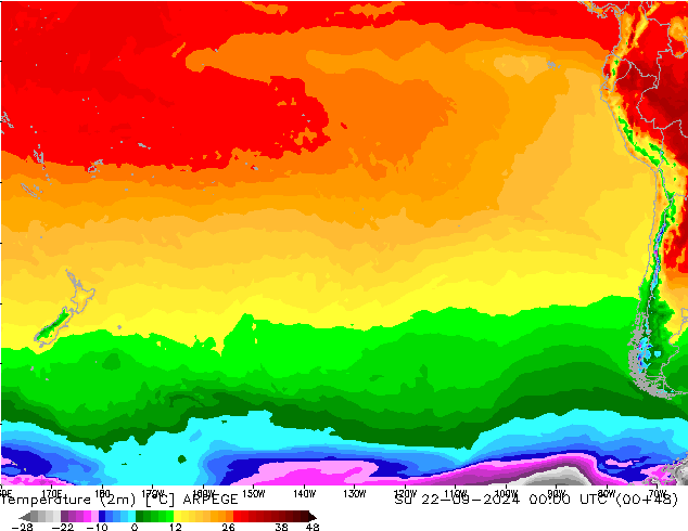 température (2m) ARPEGE dim 22.09.2024 00 UTC