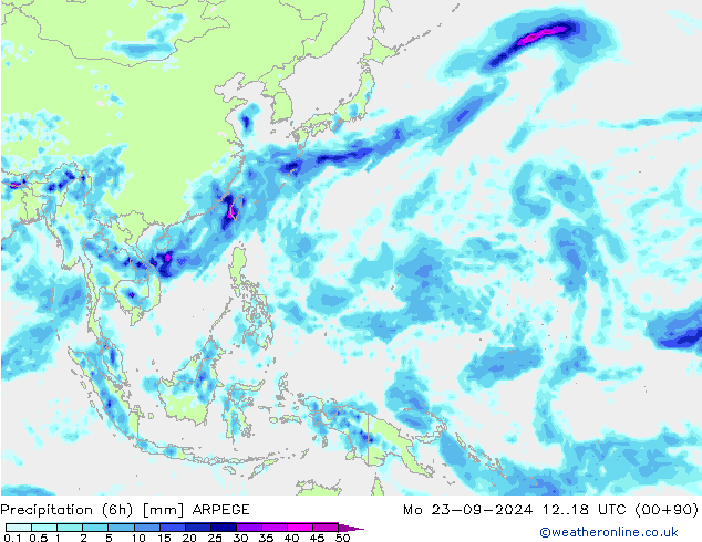 Yağış (6h) ARPEGE Pzt 23.09.2024 18 UTC